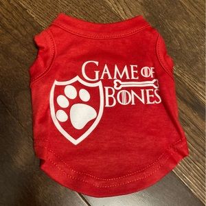 NWOT Game of Bones Dog T-shirt in Red. Size x-small. 7”-7.5”